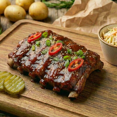 Свиные ребра в соусе Барбекю в Место Про Тесто по цене 890 ₽