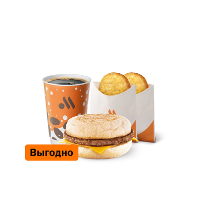 Маффин со свиной котлетой Большой Комбо в Вкусно – и точка по цене 427 ₽
