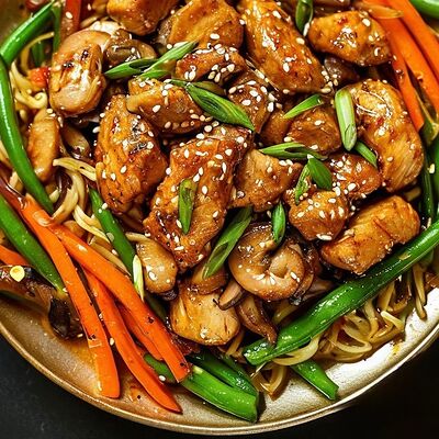 Лапша жаренная с цыпленкомв Лапша по цене 699 ₽