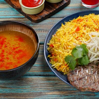 Комбо-кебаб с пряным рисом в Фаттуш по цене 1150 ₽