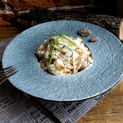 Спагетти с креветками в сливочном соусе в Дровосек по цене 860 ₽