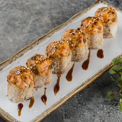 Запеченный ролл Микс лосось и угорь в ЛарисуВаннуХочу по цене 520