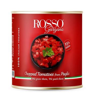 Томаты Rosso Gargano Cubetti нарезанные кубиками в собственном соку в Ченто Пицца по цене 2100 ₽