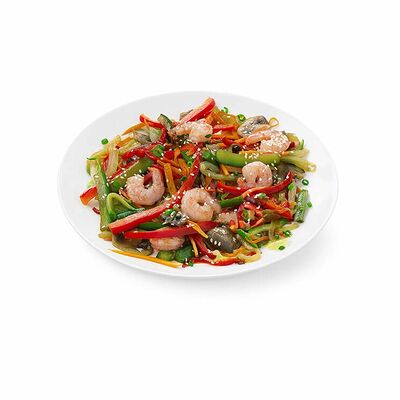 Теплый салат с тигровой креветкой и устрично-чесночным соусом в Сушивёсла по цене 345