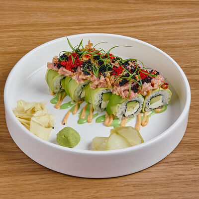 Спайси с тунцом и сливочным сыром 8 шт в Клёво по цене 1100 ₽