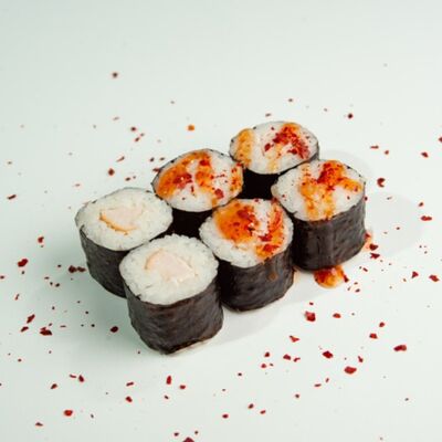 14. Малый ролл: копчёная курица, соус Чилив ЁБИСАН по цене 449 ₽