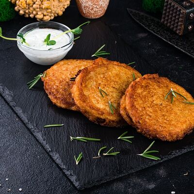 Драники с лососем в ШКВАРКИ по цене 28 р.