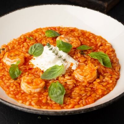 Ризотто со страчателлой и креветками в Сытый Лось по цене 790 ₽