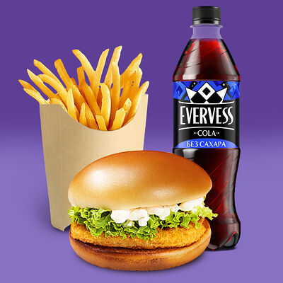 Чикенбургер Комбо с Evervess кола без сахара в Food taxi по цене 450 ₽