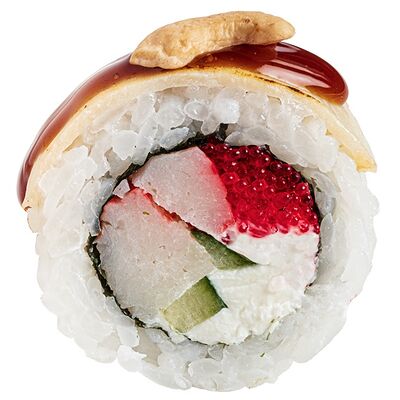 Ролл с опаленной масляной рыбой, кешью и соусом терияки в GODZILLA по цене 10 р.