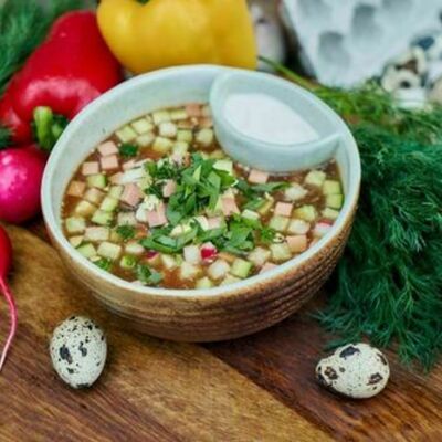 Окрошка на квасе в Баклажан в ТЦ 