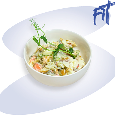 Салат оливье с лососем в Келди по цене 390 ₽