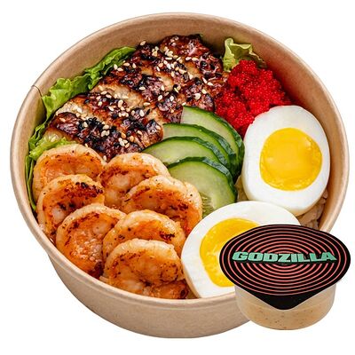 Поке сашими с угрем и креветкой и киноа в GODZILLA по цене 34 р.