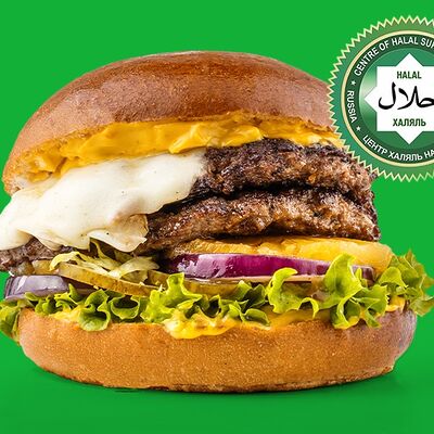 Гавайский бургер двойной (халяль) в Black Star Burger по цене 970 ₽
