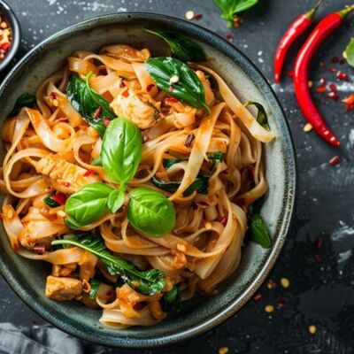 Wok с курицей, лапша udon, соус острый spicy в Фабрика кухня пицца на Первомайской по цене 435 ₽