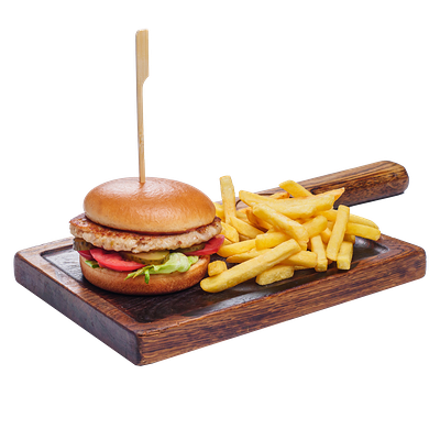 Детский бургер с картофелем фри в ИТЛЕ Стейк-кафе Halal по цене 590 ₽