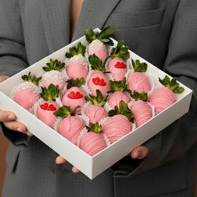 Клубника в шоколаде Сердечки (16-20 шт.) в Luna-Клубника в шоколаде по цене 3990 ₽