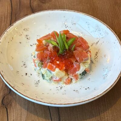 Салат Оливье с лососем в Про Тесто по цене 430 ₽
