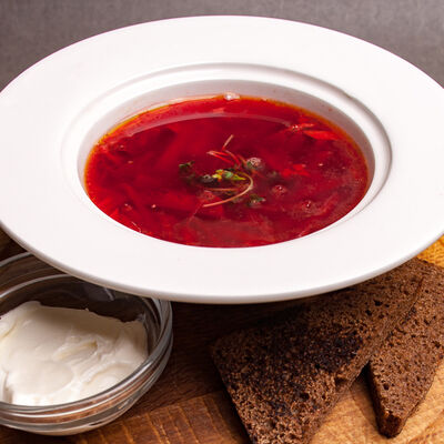 Борщ с мясом в Марк Твен по цене 200 ₽