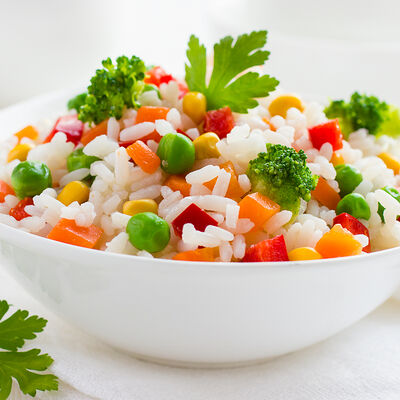 Рис с овощами в Пармезан и пури по цене 110 ₽