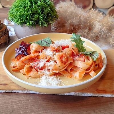 Тальетелле с креветкой в Про Булки кафе-пекарня по цене 440 ₽