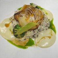 Палтус с ризотто из киноа и брокколи в Sigma