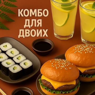 Для двоих в Banbu Sushi & Bubble Tea по цене 2200 ₽