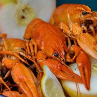 Раки 60-80 гр вареные с яблоками и лимоном в Раковарня Две клешни