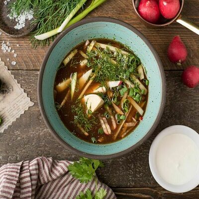 Окрошка на квасе в Баклажан в ТЦ 