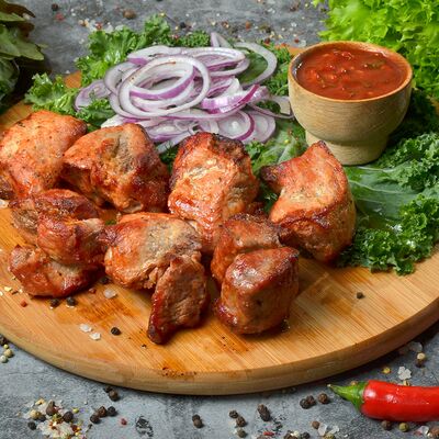 Шашлык свинина шейка в Шашлычный дворик по цене 630 ₽