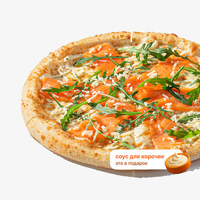 Пицца с лососем и сливочным соусом в Много лосося по цене 830 ₽