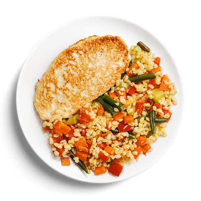 Куриный биточек с булгуром с овощами в Кухня на районе по цене 199 ₽