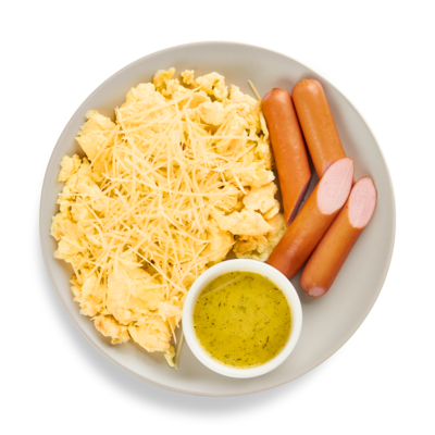 Скрэмбл с пармезаном и сосисками в Готово китчен по цене 233 ₽