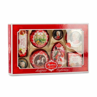 Шоколадные конфеты Reber Моцарт коробка с окошком в Азбука Вкуса Экспресс Меню по цене 2039 ₽