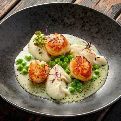 Дальневосточныйгребешок с крем из цветной капусты с ванилью в Про печь по цене 1415 ₽