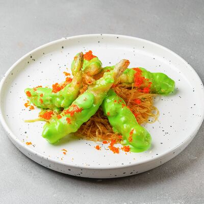 Креветки со сладким соусом васаби и стеклянной фунчозой в Benshi по цене 690 ₽