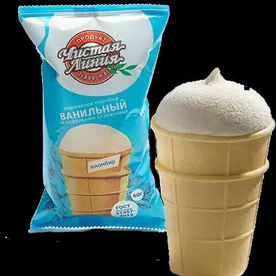 Мороженое Чистая Линия пломбир в вафельном стаканчике 80 гр в DM Cafe по цене 259 ₽