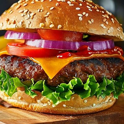 Бургер с говядиной в Шаурма на Федосеенко по цене 440 ₽