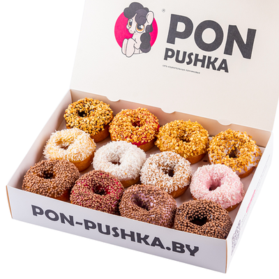 Бокс пончики Глазированные с посыпкой M в PON-PUSHKA по цене 30 р.