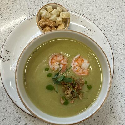 Крем суп из кабачков с креветкой в Кофеин по цене 250