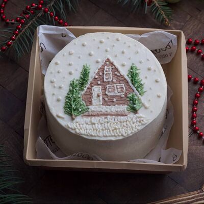 Бенто торт «Домик в лесу» на Новый годв Chocoton по цене 2400 ₽