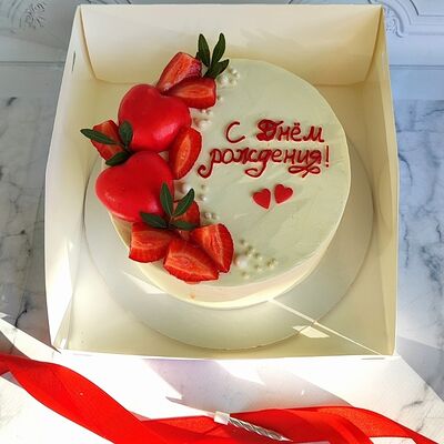 Торт С днём рождения, сердечки в Ваш торт по цене 3990 ₽