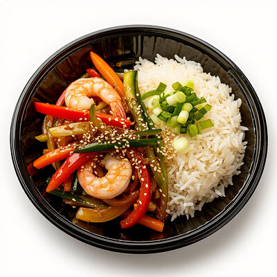 Рис жасмин паровой креветки в Воккер по цене 699 ₽