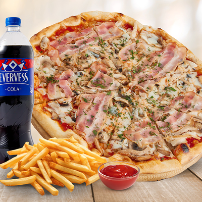 Комбо Пицца с картофелем фри и колой в Papa Carlo по цене 998 ₽
