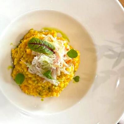 Каша пшенная с печеной тыквой и камчатским крабом в Болконский по цене 972 ₽