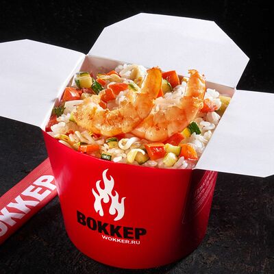 Рис по-тайски с креветками в Воккер по цене 450 ₽