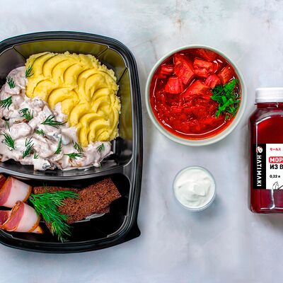 Ланч №3 с борщом в Hatimaki по цене 912 ₽