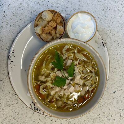 Суп с курой и омлетом в Кофеин по цене 230