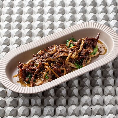 Куриная грудка, выдержанная в меду с барбарисом и грибами в KITCHEN по цене 940 ₽