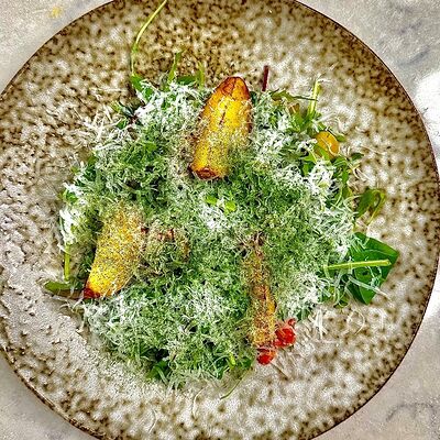 Зелёный салат с печёным картофелем с твёрдым сыром Пармезан в ТО САМОЕ по цене 610 ₽